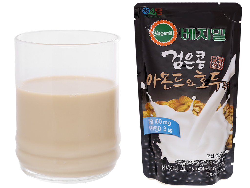 Sữa đậu đen, hạnh nhân và óc chó Vegemil bịch 190ml (chứa 100mg calcium) 5