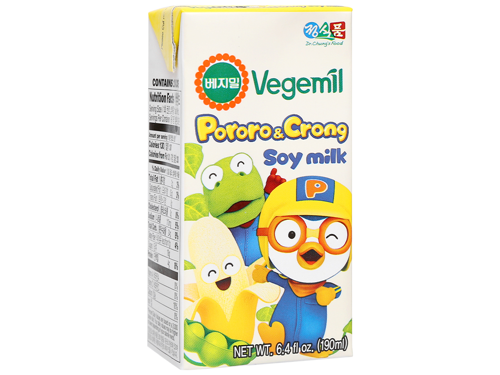 Sữa đậu nành hương chuối Vegemil Pororo & Crong hộp 190ml 1
